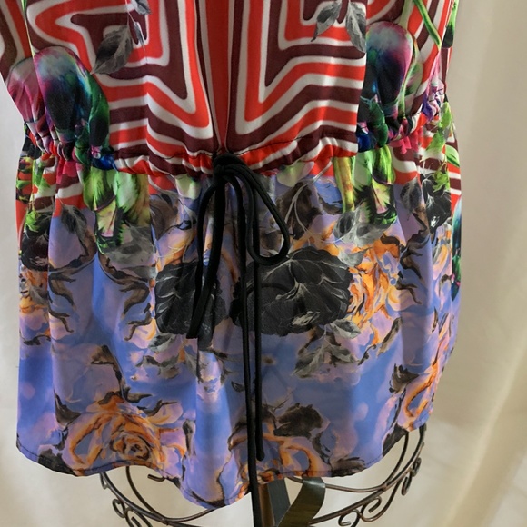 Multi Color and Print Drawstring Top - Picture 6 of 6